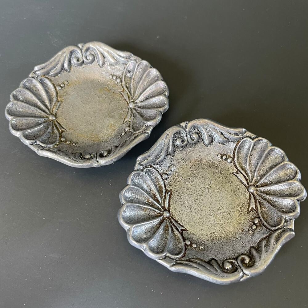 1996 Carson Pewter Trinket Ring Tray Set of 2 Metal Dishes